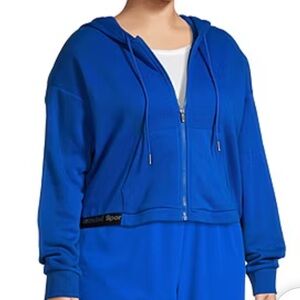 Sports Illustrated Plus Womens Long Sleeve crop Hoodie blue 2XL NWT